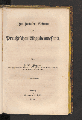 Vorschaubild von Zur socialen Reform des preußischen Abgabenwesens