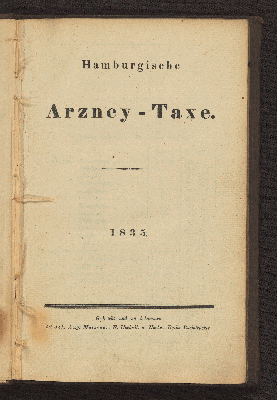 Vorschaubild von Hamburgische Arzney-Taxe 1835