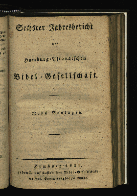 Vorschaubild von Sechster Jahresbericht der Hamburg-Altonaischen Bibel-Gesellschaft.