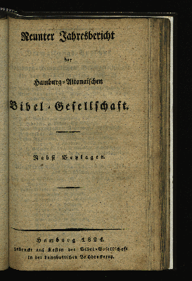 Vorschaubild von Neunter Jahresbericht der Hamburg-Altonaischen Bibel-Gesellschaft.