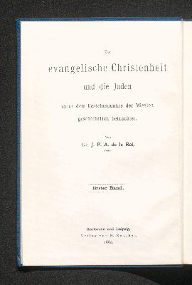 Vorschaubild von Die evangelische Christenheit und die Juden in der Zeit der Herrschaft christlicher Lebensanschauungen unter den Völkern