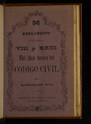 Vorschaubild von Reglamento de los títulos VIII y XXIII del libro tercero del Código civil