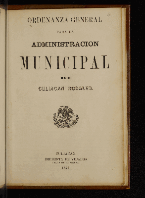 Vorschaubild von Ordenanza general para la administración municipal de Culiacán Rosales