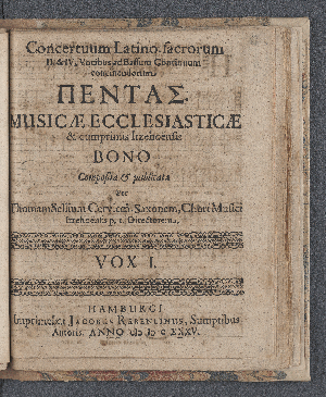 Vorschaubild von Concertuum Latino-sacrorum II. & IV. vocibus ad Bassum Continuum concinendorum Pentas