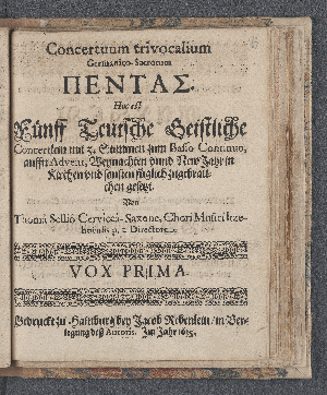 Vorschaubild von Concertuum trivocalium Germanico-Sacrorum [Pentas]