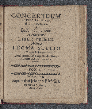 Vorschaubild von Concertuum Latino-Sacrorum II. IV. & V. Vocibus ad Bassum Continuum concinendorum