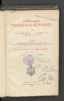 Vorschaubild von Dictionnaire Français-Kirundi avec l'indication succincte de la signification Swahili et Allemande