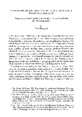 Vorschaubild von Vom Hamburger Umgang mit der Geschichte einer Minderheit : Vorgeschichte und Gründung des Instituts für die Geschichte der deutschen Juden