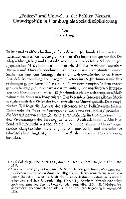 Vorschaubild von "Policey" und Umwelt in der Frühen Neuzeit : Umweltpolitik in Hamburg als Sozialdisziplinierung