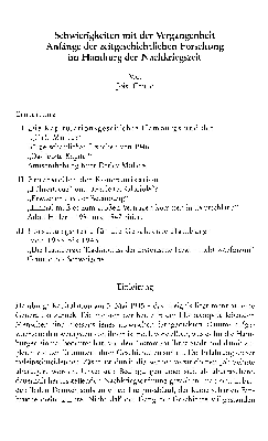 Vorschaubild von Schwierigkeiten mit der Vergangenheit : Anfänge der zeitgeschichtlichen Forschung im Hamburg der Nachkriegszeit