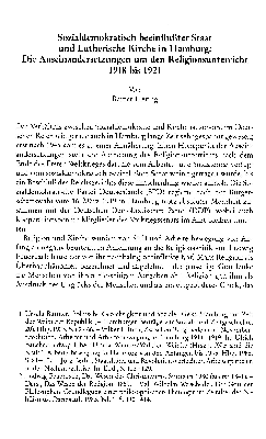 Vorschaubild von Sozialdemokratisch beeinflußter Staat und Lutherische Kirche in Hamburg : die Auseinandersetzung um den Religionsunterricht 1918 bis 1921