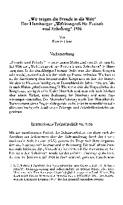 Vorschaubild von "Wir tragen die Freude in die Welt" : der Hamburger "Weltkongreß für Freizeit und Erholung" 1936