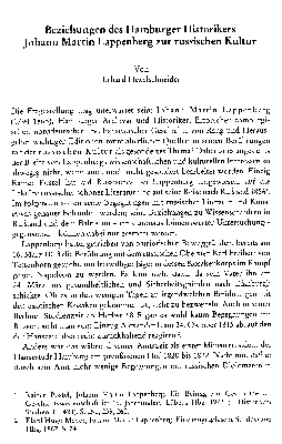 Vorschaubild von Beziehungen des Hamburger Historikers Johann Martin Lappenberg zur russischen Kultur