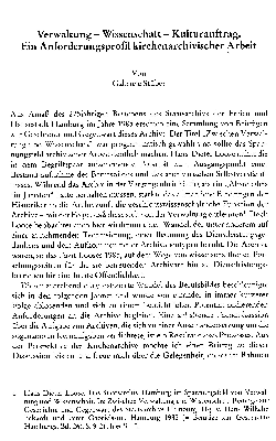 Vorschaubild von Verwaltung - Wissenschaft - Kulturauftrag : ein Anforderungsprofil kirchenarchivarischer Arbeit