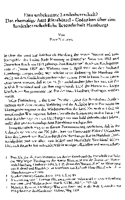 Vorschaubild von Eine unbekannte Landesherrschaft? : Das ehemalige Amt Ritzebüttel ; Gedanken über eine landesherrschaftliche Besonderheit Hamburgs