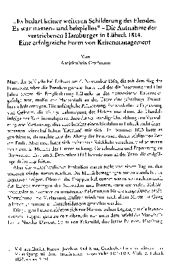 Vorschaubild von "Es bedarf keiner weiteren Schilderung des Elendes. Es war namen- und beispiellos" : die Aufnahme der vertriebenen Hamburger in Lübeck 1814 ; eine erfolgreiche Form von Krisenmanagement