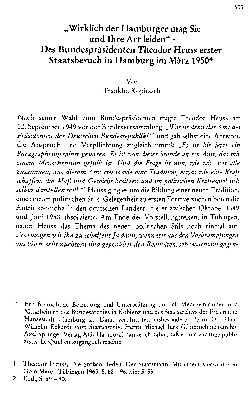 Vorschaubild von "Wirklich der Hamburger mag Sie und Ihre Art leiden" : des Bundespräsidenten Theodor Heuss erster Staatsbesuch in Hamburg im März 1950