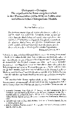 Vorschaubild von Occupants - Occupés : die napoleonische Besatzungsherrschaft in den Hansestädten (1806 - 1814) im Lichte eines sozialhistorischen Okkupations-Modells