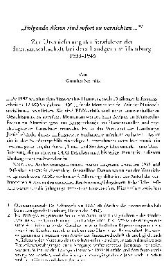 Vorschaubild von "Folgende Akten sind sofort zu vernichten..." : zur Überlieferung der Strafakten der Staatsanwaltschaft bei dem Landgericht Hamburg : 1933 - 1945