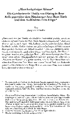 Vorschaubild von "Muse hochgeistiger Männer" : die Gutsbesitzerin Thekla von Düring in Ihrer Rolle gegenüber dem Hamburger Arzt Hans Much und den Architekten Fritz Höger