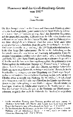Vorschaubild von Hannover und das Groß-Hamburg-Gesetz von 1937