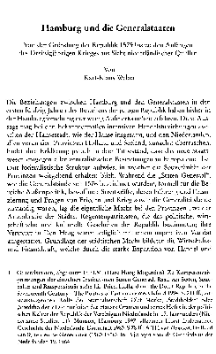 Vorschaubild von Hamburg und die Generalstaaten : von der Gründung der Republik 1579 bis zu den Anfängen des Dreißigjährigen Krieges aus Sicht niederländischer Quellen