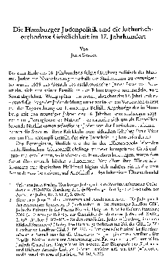 Vorschaubild von Die Hamburger Judenpolitik und die lutherisch-orthodoxe Geistlichkeit im 17. Jahrhundert