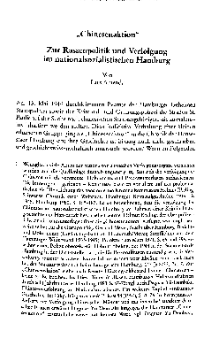 Vorschaubild von "Chinesenaktion", Zur Rassenpolitik und Verfolgung im nationalsozialistischen Hamburg