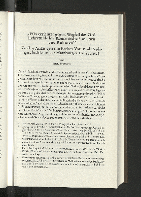 Vorschaubild von "1934 errichtet gegen Wegfall des Ord. Lehrstuhls für Romanische Sprachen und Kulturen"
Zu den Anfängen des Faches Vor- und Frühgeschichte an der Hamburger Universität