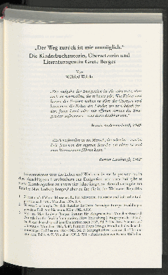 Vorschaubild von "Der Weg zurück ist mir unmöglich"
Die Kinderbuchautorin, Übersetzerin und Literaturagentin Grete Berges