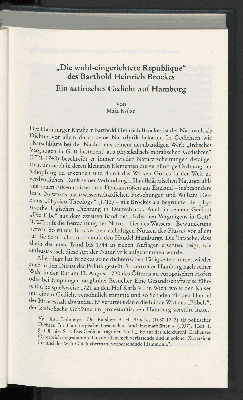 Vorschaubild von "Die wohl-eingerichtete Republique"
des Barthold Heinrich Brockes
Ein satirisches Gedicht auf Hamburg