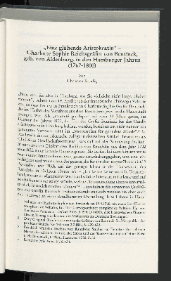 Vorschaubild von "Eine glühende Aristokratin" -
Charlotte Sophie Reichsgräfin von Bentinck,
geb. von Aldenburg, in den Hamburger Jahren (1767-1800)