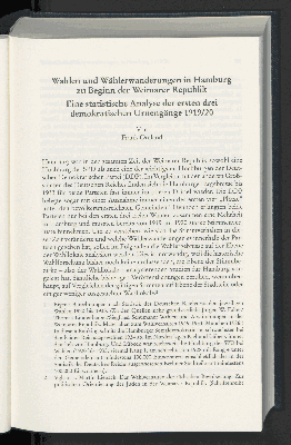 Vorschaubild von Wahlen und Wählerwanderungen in Hamburg zu Beginn der Weimarer Republik : eine statistische Analyse der ersten drei demokratischen Urnengänge 1919/20