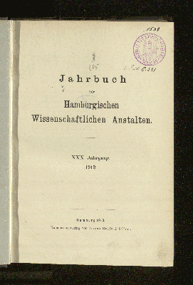 Vorschaubild von [Jahrbuch der Hamburgischen Wissenschaftlichen Anstalten]