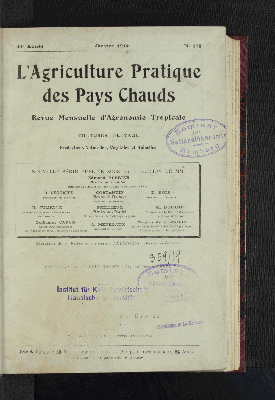 Vorschaubild von [L' agriculture pratique des pays chauds]