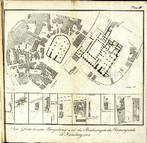 Vorschaubild von Der Dom dessen Umgebung und die Besitzung des Domcapitels in Hamburg 1804.