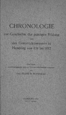 Vorschaubild von Chronologie zur Geschichte der geistigen Bildung und des Unterrichtswesens in Hamburg von 831 bis 1912