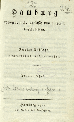 Vorschaubild von Hamburg topographisch, politisch und historisch beschrieben ; Zweiter Theil