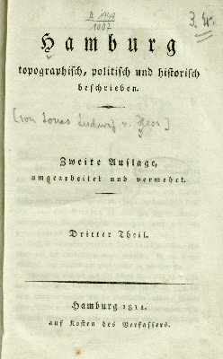 Vorschaubild von Hamburg topographisch, politisch und historisch beschrieben ; Dritter Theil