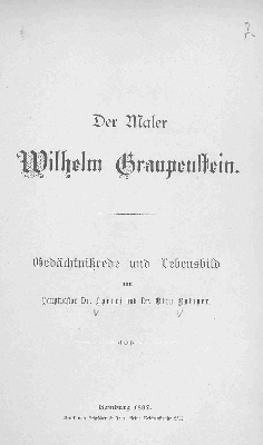 Vorschaubild von Der Maler Wilhelm Graupenstein