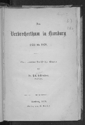 Vorschaubild von Das Verbrecherthum in Hamburg 1872 bis 1878