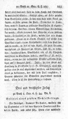 Vorschaubild von Drei und dreißigster Zusatz zu Buch 1. Kap. 6. §. 34. Bd. 1. Beispiel eines groben Wechselbetrugs.