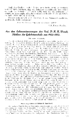 Vorschaubild von Aus den Lebenserinnerungen des Prof. D. K. K. Wendt, Schülers der Gelehrtenschule von 1862-1872.