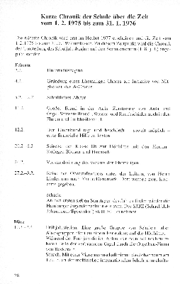 Vorschaubild von Kurze Chronik der Schule über die Zeit vom 1.2.1975 bis zum 31.1.1976