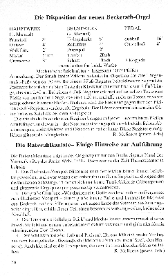 Vorschaubild von Die Disposition der neuen Beckerath-Orgel