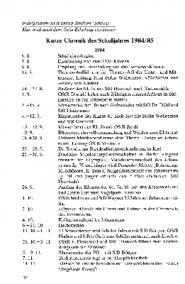 Vorschaubild von Kurze Chronik des Schuljahres 1984/85