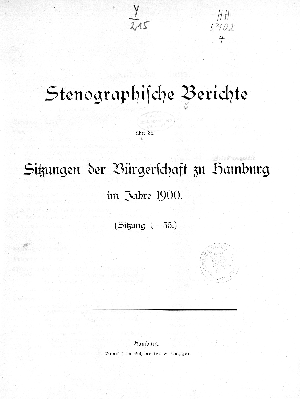 Vorschaubild von [Stenographischer Bericht über die ... Sitzung // Bürgerschaft der Freien und Hansestadt Hamburg]