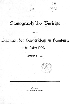 Vorschaubild von [Stenographischer Bericht über die ... Sitzung // Bürgerschaft der Freien und Hansestadt Hamburg]