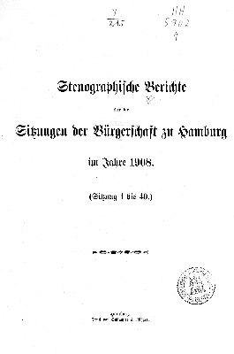 Vorschaubild von [Stenographischer Bericht über die ... Sitzung // Bürgerschaft der Freien und Hansestadt Hamburg]