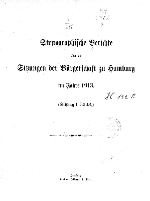 Vorschaubild von [Stenographischer Bericht über die ... Sitzung // Bürgerschaft der Freien und Hansestadt Hamburg]